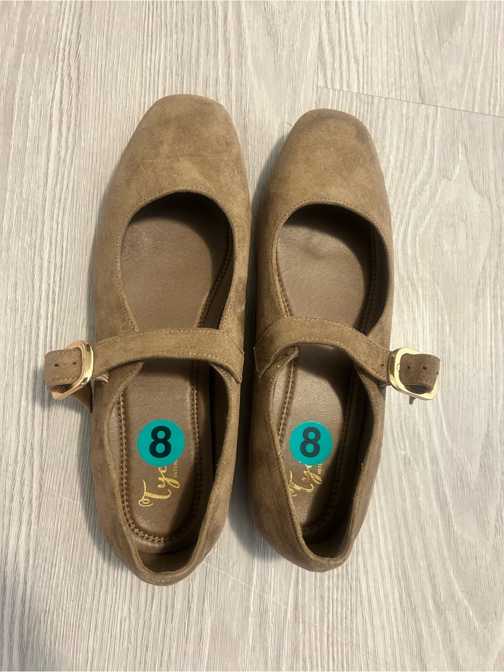 Women's Brown Suede Mary Jane Flats with Buckle